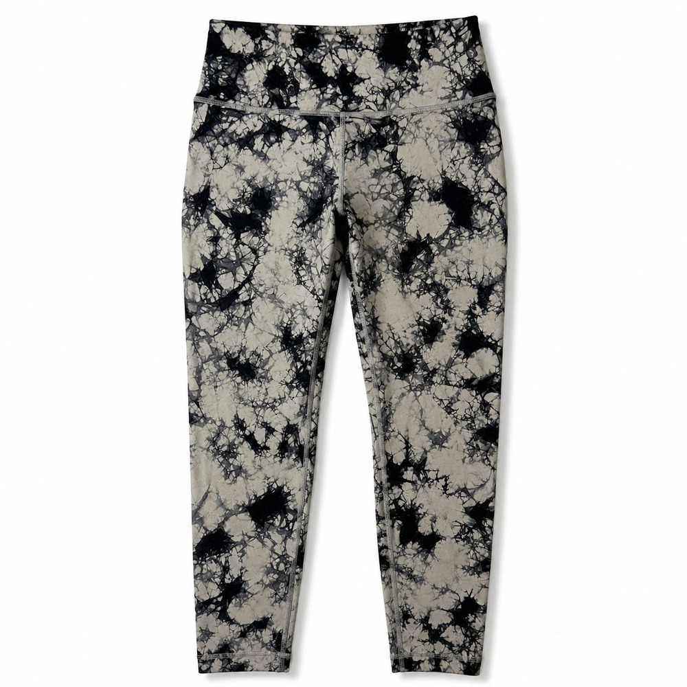 Lululemon Align High Rise Crop Leggings Womens 12 Gray Black Marble Tie Dye 23in